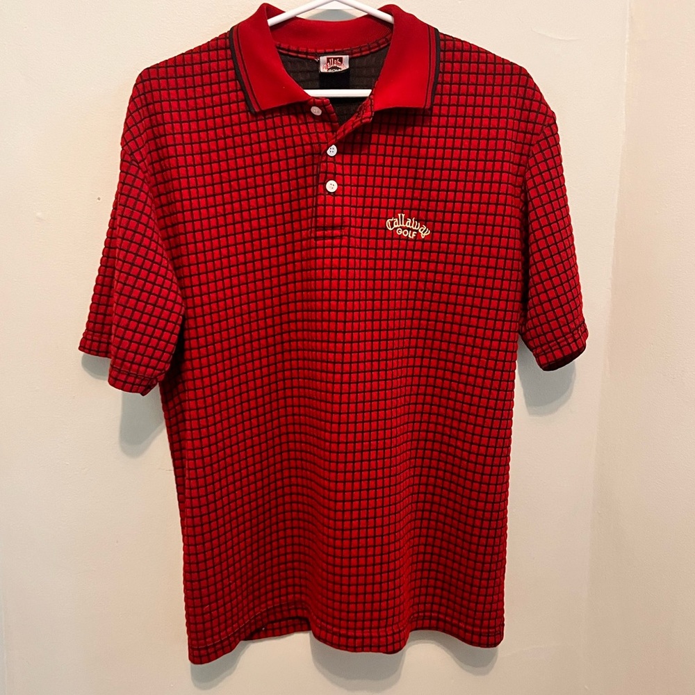 Callaway - Mens Medium - Red & Black - Vintage Golf Polo -